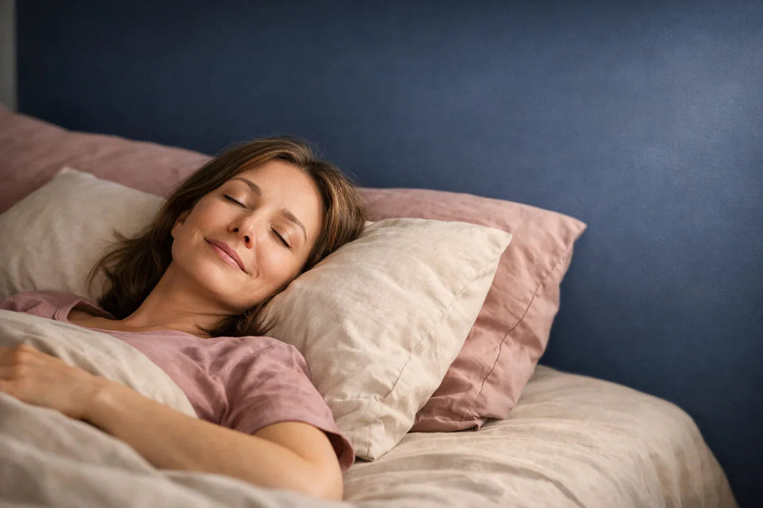 Femme reposée sur oreiller ergonomique, nuque détendue