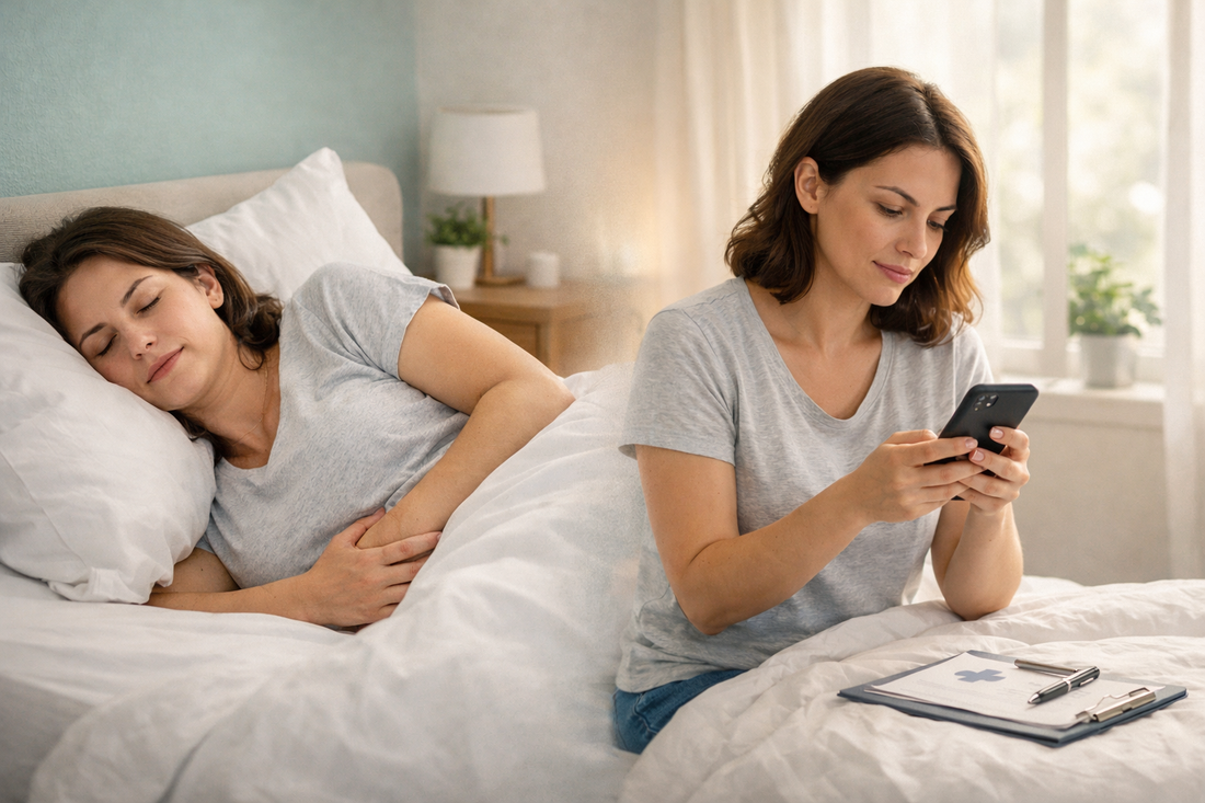 Femme évaluant ses douleurs cervicales nocturnes et décidant quand consulter un professionnel de santé