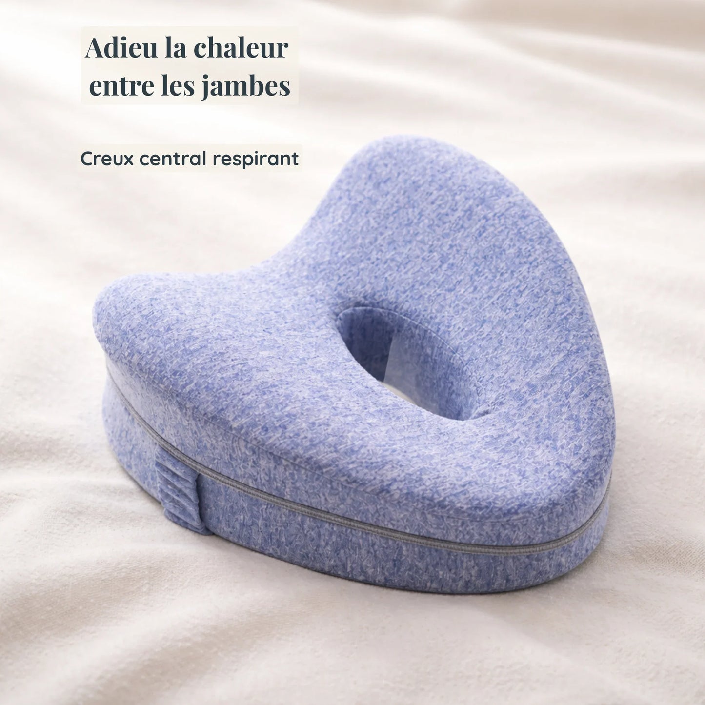 Coussin pour genoux LadyErgo avec creux central respirant pour limiter la chaleur entre les jambes