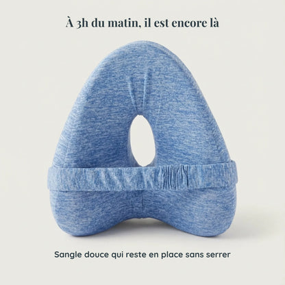 Coussin pour genoux LadyErgo avec sangle douce maintenant le coussin en place toute la nuit