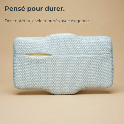 Oreiller ergonomique LadyErgo mettant en avant des matériaux sélectionnés pour durer