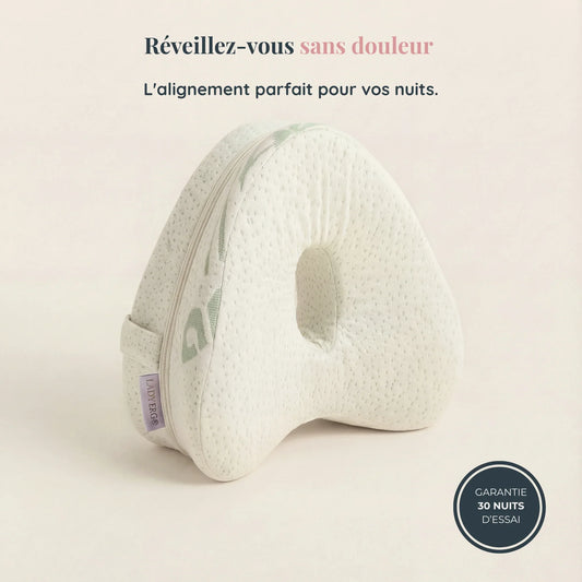 Coussin pour genoux LadyErgo en bambou, alignement des jambes pendant le sommeil, essai 30 nuits