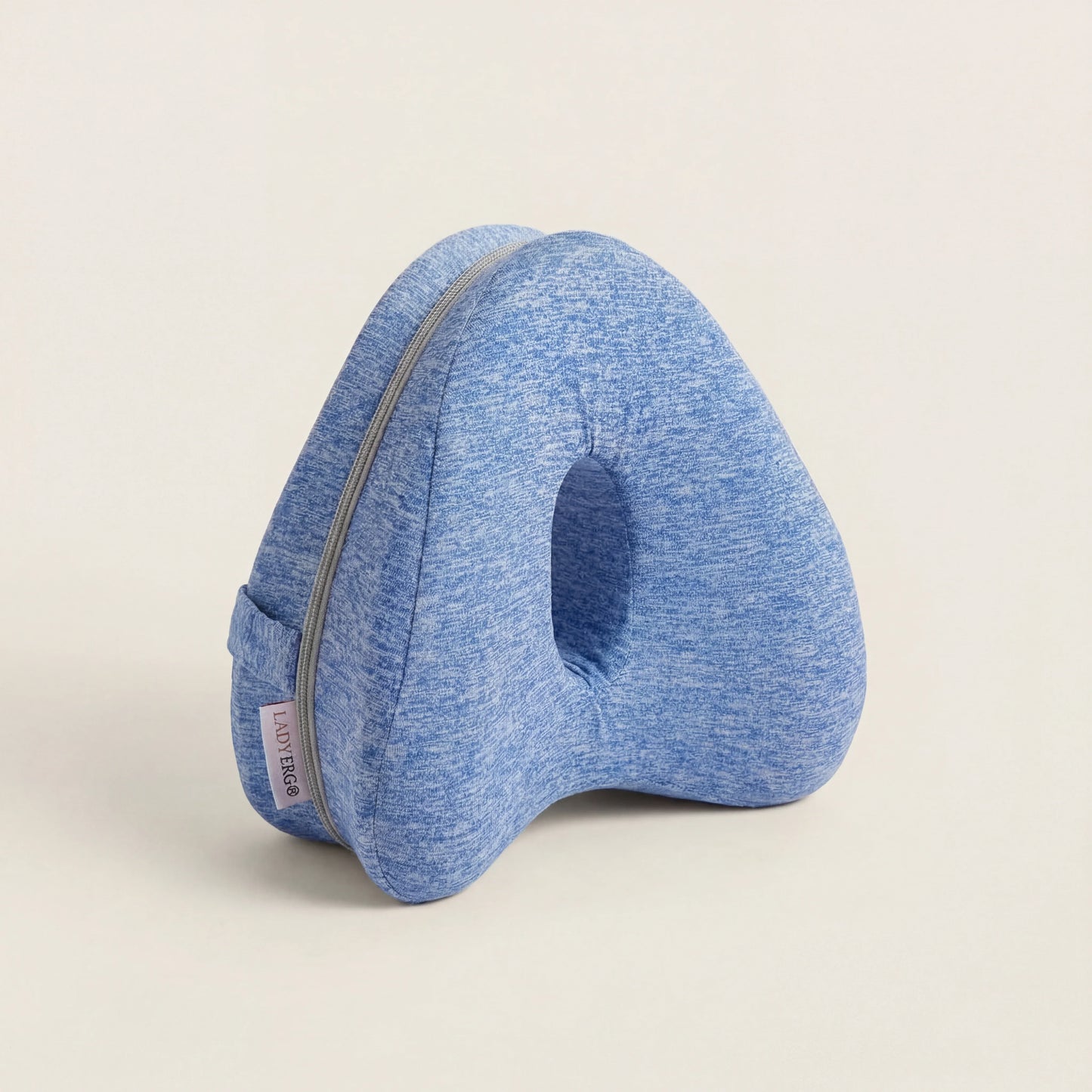 Coussin pour genoux LadyErgo coloris bleu, forme ergonomique pour dormir sur le côté