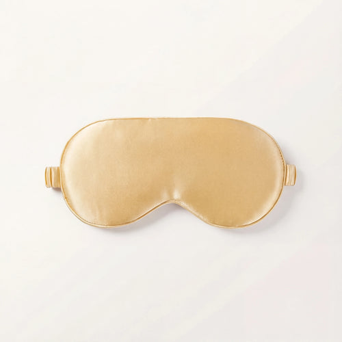 Masque de sommeil en soie LadyErgo coloris champagne, doux et confortable pour la nuit
